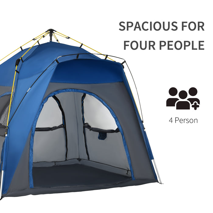 4-Person Instant Tent - Easy Setup Outdoor Pop-Up Camping Shelter, Portable Backpacking Dome - Ideal for Family Camping and Hiking Adventures