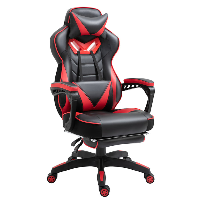 Ergonomic Racing Gaming Chair with Adjustable Height and Recliner - Wheeled Desk Chair with Lumbar Support and Retractable Footrest for Home Office - Comfortable Seating Solution for Gamers and Professionals