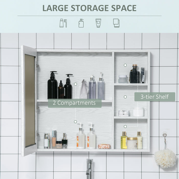 Aluminium Bathroom Cabinet - Wall-Mounted Storage with Mirror Door & 3-Tier Shelving - Space-Saving Organizer for Restroom Essentials