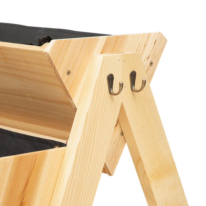 3 Tier Wooden Garden Planter - Raised Vertical Plant Bed with Clapboard and Hooks, 120cm x 68cm x 80cm - Ideal for Small Space Gardening