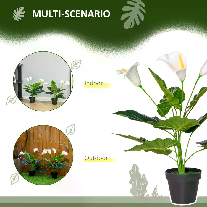 Artificial Calla Lily Flowers - Set of 2 Realistic Faux Plants in Nursery Pots, 55cm - Perfect for Indoor & Outdoor Home Decor