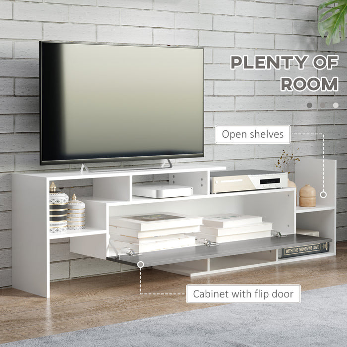 Wall-Mounted & Free-Standing TV Unit with Storage - Accommodates 65" and 50" TVs, Includes Wall Shelf & Cabinet - Perfect for Living Room and Bedroom, White & Grey Design