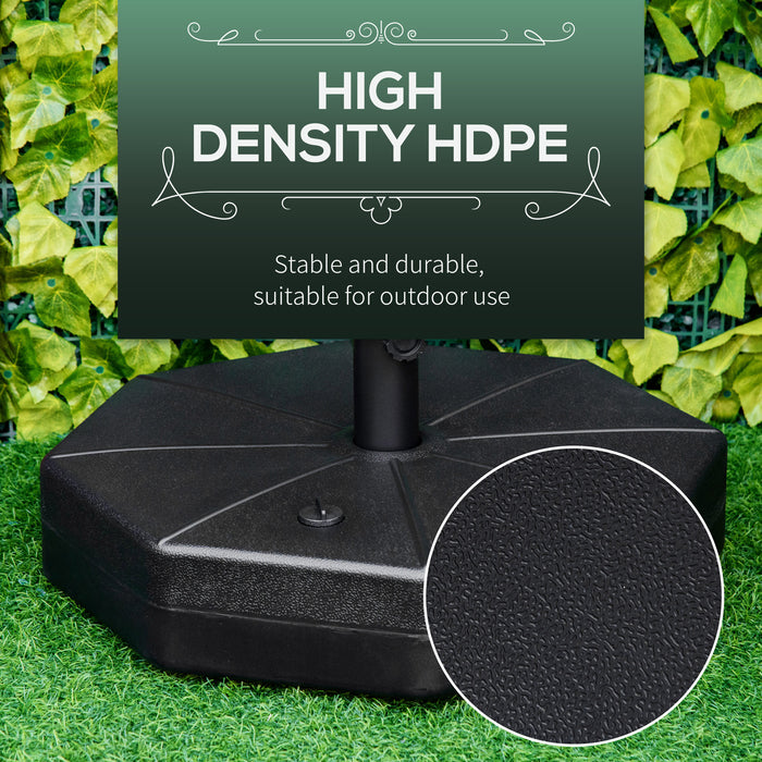 Octagonal Garden Parasol Base - Durable Umbrella Stand for Outdoor Markets, Up to 28kg Water/40kg Sand Capacity, Black - Ideal for Patio Stability & Support