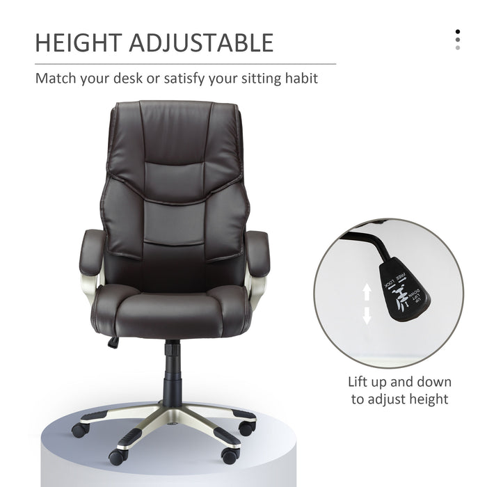 High-Back Home Office Chair - Comfortable Faux Leather Computer Desk Seat with Adjustable Height and Rocking Feature - Ideal for Extended Work Sessions