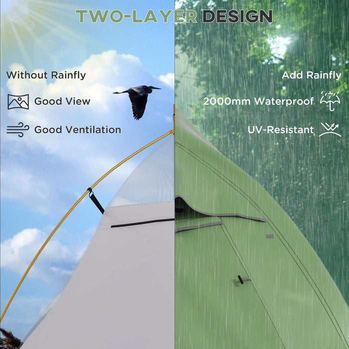 Double Layer Backpacking Shelter for 1-2 People - Waterproof 2000mm Portable Camping Tent with Carry Bag, Lightweight Design - Ideal for Hikers and Outdoor Adventurers