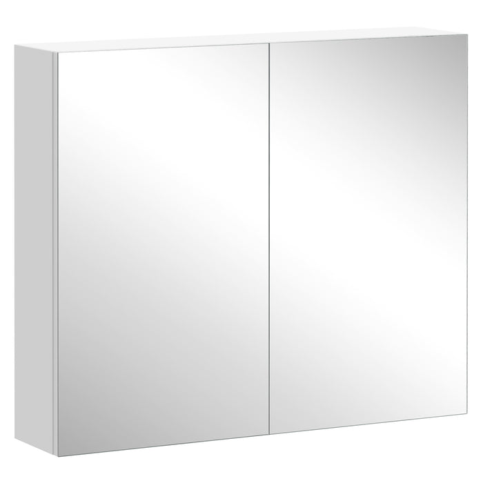 Wall Mounted Bathroom Mirror Cabinet - Double Door Storage Cupboard with Adjustable Shelf, 60x70x15cm - Ideal for Organizing Toiletries and Towels in a Stylish White Finish