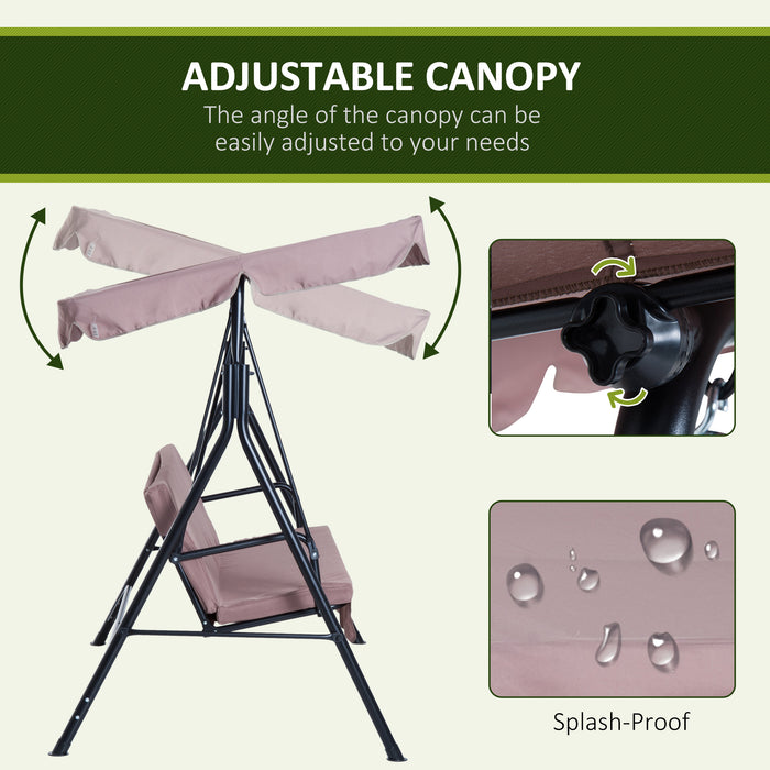 Heavy-Duty 3-Seater Canopy Swing Bench - Garden Rocking Patio Chair with Metal Frame and Top Roof - Relaxing Outdoor Furniture for Yard and Porch