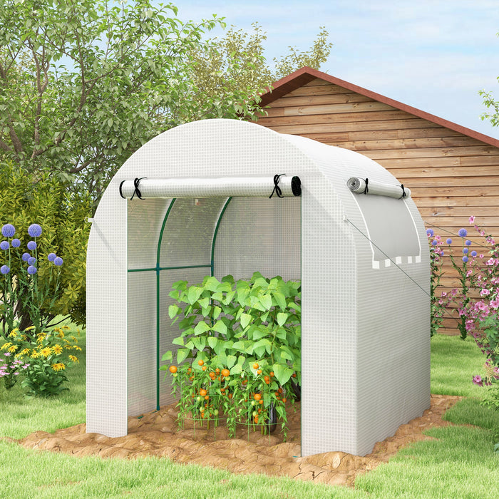 Polytunnel Walk-In Greenhouse - Garden Structure with Roll-Up Window & Zippered Door, 1.8 x 1.8 x 2m - Perfect for Growing Plants & Vegetables Outdoors