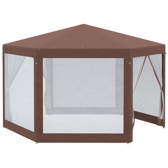 Hexagonal Garden Gazebo - Outdoor Patio Canopy Tent with Sun Shelter and Mosquito Netting - Ideal for Parties and Gatherings