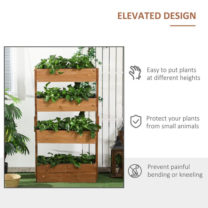 4-Tier Fir Wood Raised Garden Bed - 80cm x 45cm x 142cm Vertical Planter Box for Efficient Gardening - Ideal Elevated Plant Stand for Indoor & Outdoor Spaces