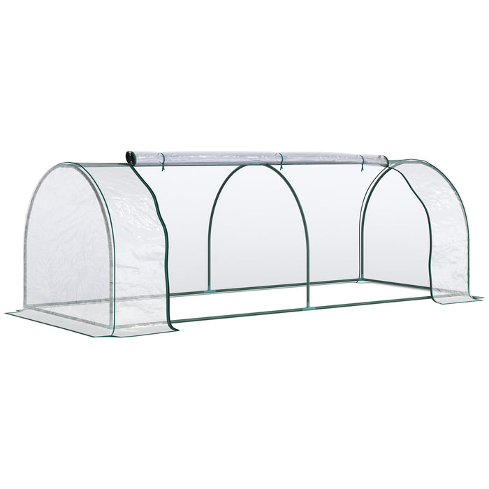 Green Grow House Tunnel Greenhouse - Robust Steel Frame with Durable Transparent PVC Cover for Garden Outdoor - Ideal for Plant Protection & Extended Growing Season, 250x100x80cm