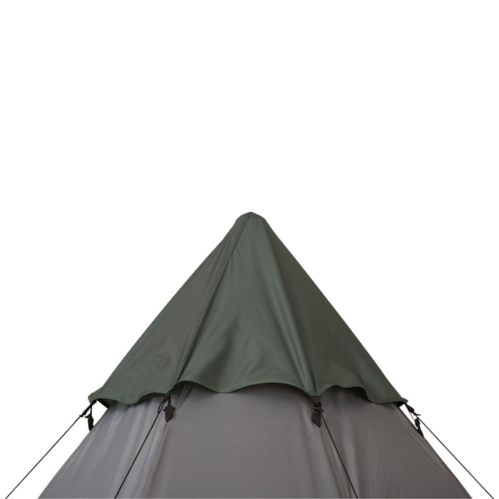 6-Person Tipi Camping Tent - Family Teepee with Mesh Windows, Zippered Entrance & Carry Bag - Easy Setup for Hiking, Picnics & Outdoor Adventures, Green/Grey