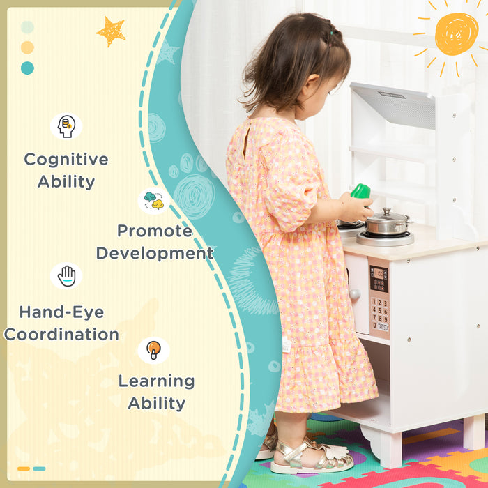 Educational Kids Cooking Playset - Wooden Toy Kitchen with Role-Playing Accessories and Storage - Creative Fun for Young Chefs and Imaginative Play