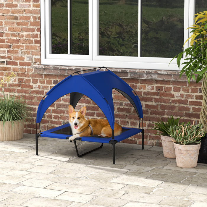 Elevated Cooling Dog Bed - 91 x 76 x 89cm Washable Breathable Mesh Cot - Ideal for Medium to Large Dogs, Dark Blue