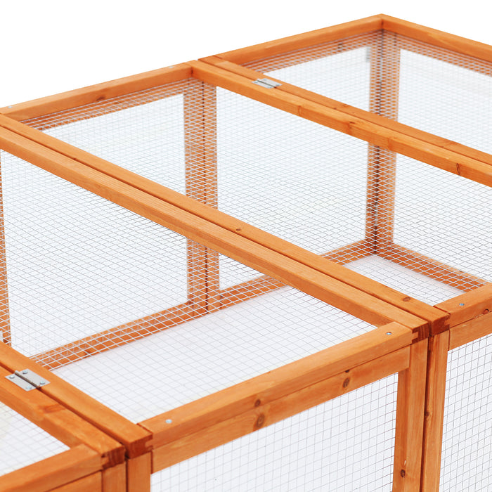 Outdoor Wooden Rabbit Hutch - Guinea Pig Cage with Wire Mesh Safety Run - Spacious Bunny Play Space 181x100x48cm for Pet Comfort and Security