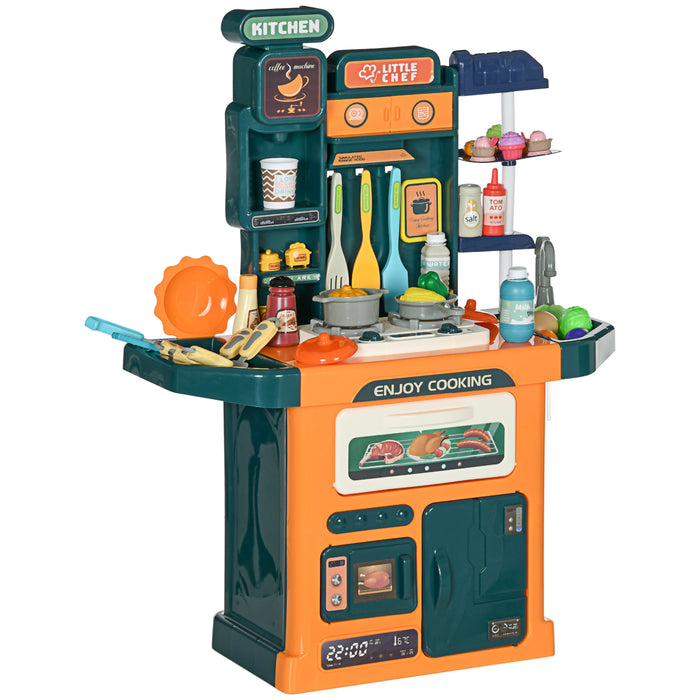 Kids Play Kitchen Set - 77-Piece Pretend Cooking Station with Sound, Light, and Water Features - Ideal for Creative Role-Playing Games and Developing Motor Skills
