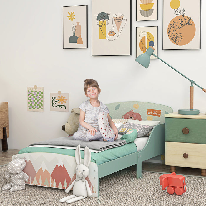 Kids' Green Toddler Bed Frame - Ages 3-6 Bedroom Furniture - Perfect Transition Bed for Little Ones