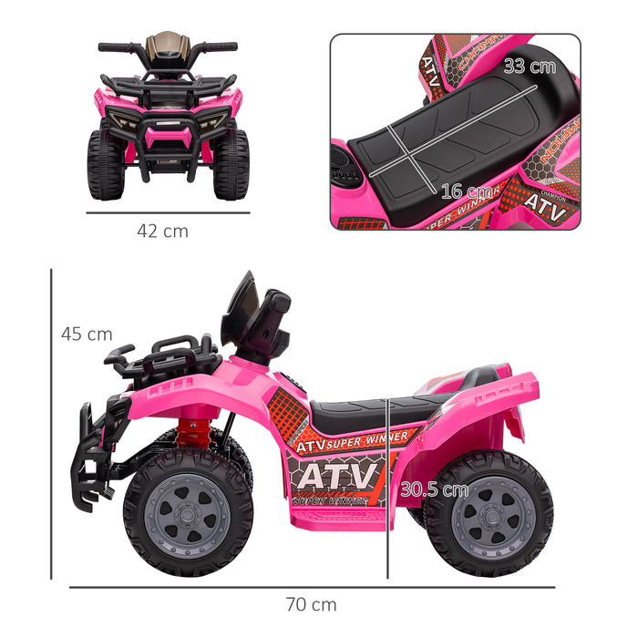 Pink 6V Battery-Powered ATV Ride-On for Toddlers - Four Wheeler with Real Working Headlights, Motorcycle Design - Fun Outdoor Play for Ages 18-36 Months Kids