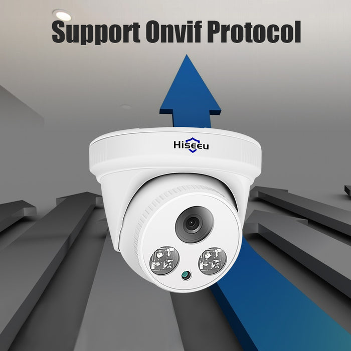 Hiseeu HC615-P-3.6 - 5MP 1920P POE IP Camera with H.265 Audio & ONVIF-Enabled Dome Camera - Designed for Motion Detection, PoE NVR Compatibility & Convenient App Viewing