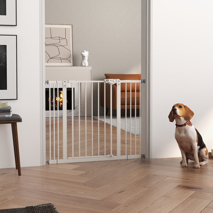 Extra Wide Metal Safety Dog Gate - Adjustable 74-100cm Pet Barrier in Black - Ideal for Keeping Pets Secure and House Trained