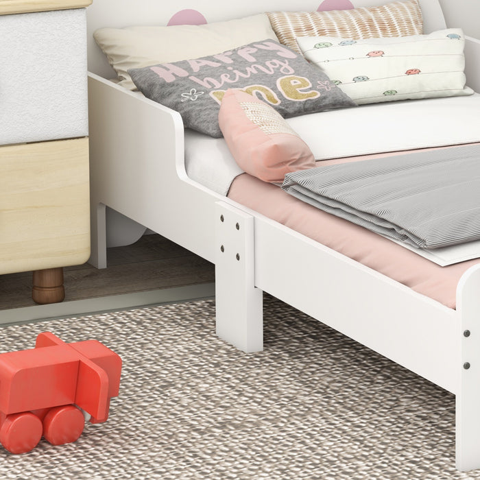 Rabbit-Themed Toddler Bed Frame - Adorable White Bunny Design with Sturdy Construction - Perfect Transitional Sleeping Solution for Young Children
