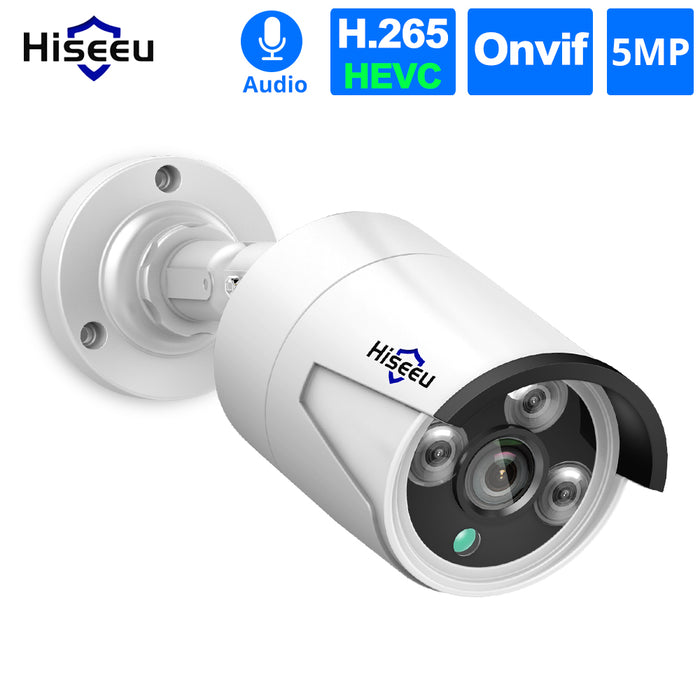 Hiseeu HB615 H.265 5MP - Outdoor Waterproof IP66 Security IP Camera with POE ONVIF & P2P Video Capability - Perfect for Home and Business Surveillance