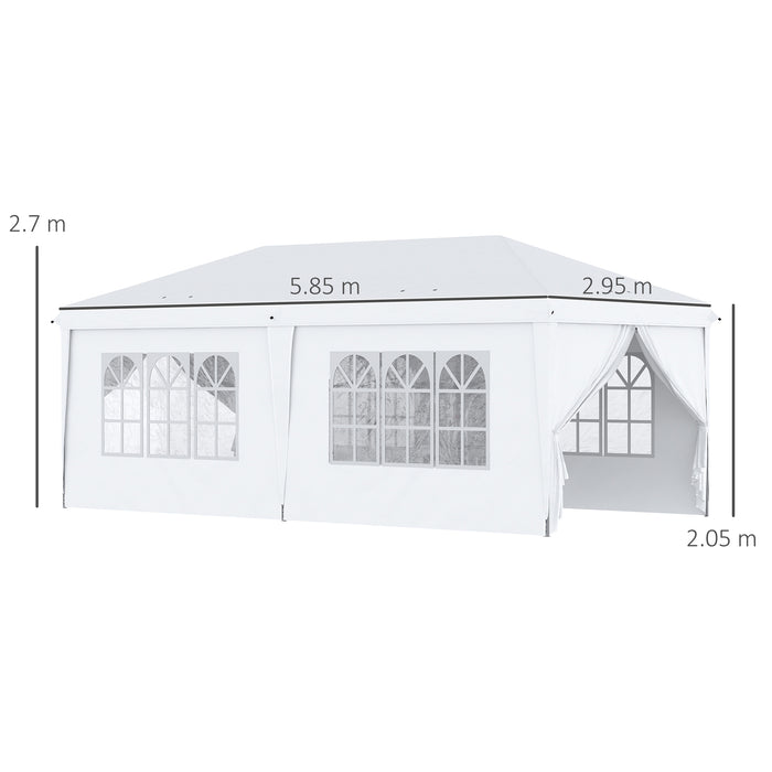Pop-Up Gazebo 3x6m with Side Panels and Windows - Height-Adjustable Outdoor Canopy for Events, Garden, Camping - Includes Carry Bag, Versatile Shelter, Brown