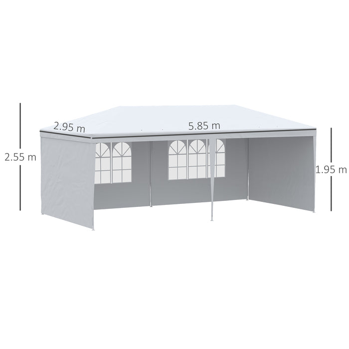 6x3m Party Tent Gazebo - Marquee with Windows and Side Panels for Outdoor Events - Patio Canopy Shelter, Ideal for Gatherings and Celebrations