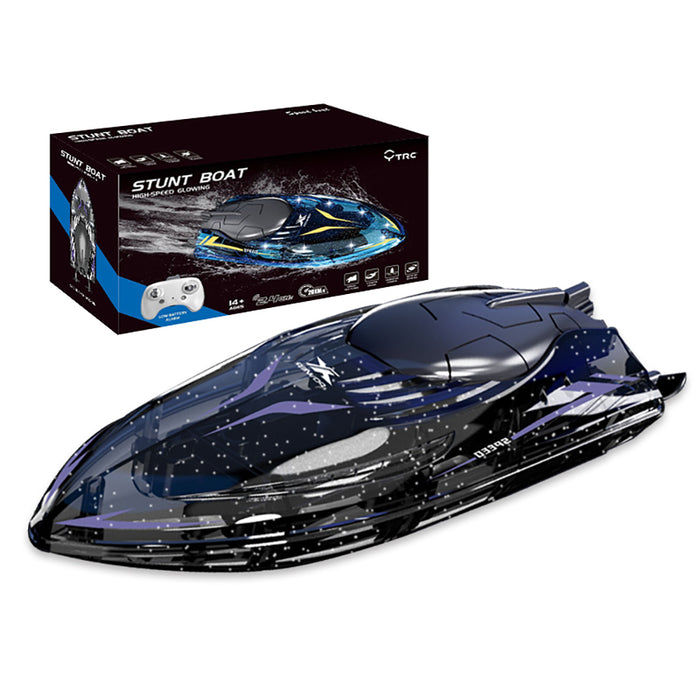 YTRC 802 RC Boat - 2.4G Stunt 360° Rolling Speedboat with LED Lights, 5CH Waterproof 20km/h Electric Racing - Perfect for Lakes, Pools, Remote Control Toy Enthusiasts