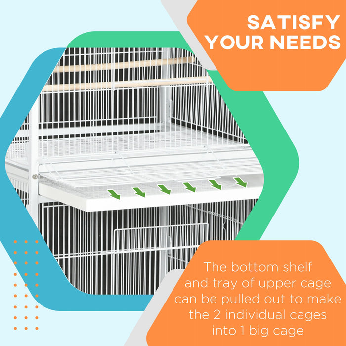 Large Rolling Bird Cage for Finches, Canaries, and Budgies - Includes Perches and Wheels for Easy Movement - Ideal for Cockatiels and Small Parrots
