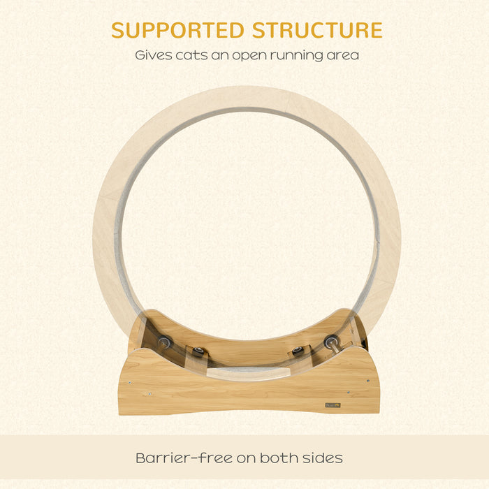 Wooden Cat Exercise Wheel with Carpeted Run - Indoor Fitness Cat Treadmill with Safety Brake - Physical Activity Enhancer for Energetic Felines