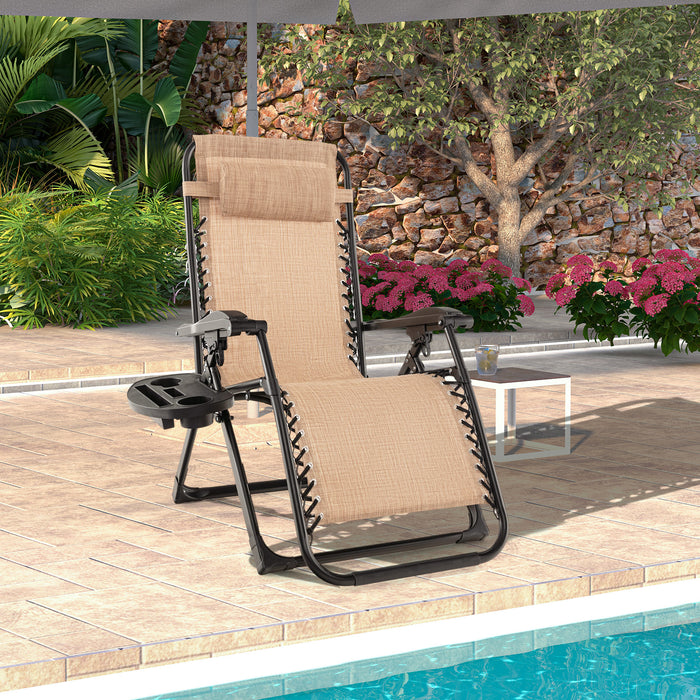 Metal Zero Gravity Lounge Chair, Adjustable - Comfortable Recliner with Cup Holder Tray - Ideal for Relaxation and Outdoor Use