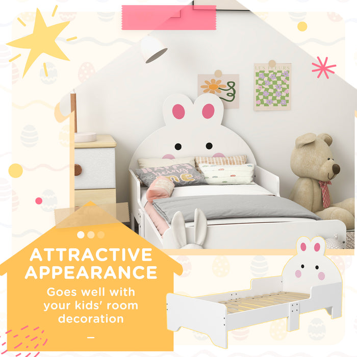 Rabbit-Themed Toddler Bed Frame - Adorable White Bunny Design with Sturdy Construction - Perfect Transitional Sleeping Solution for Young Children