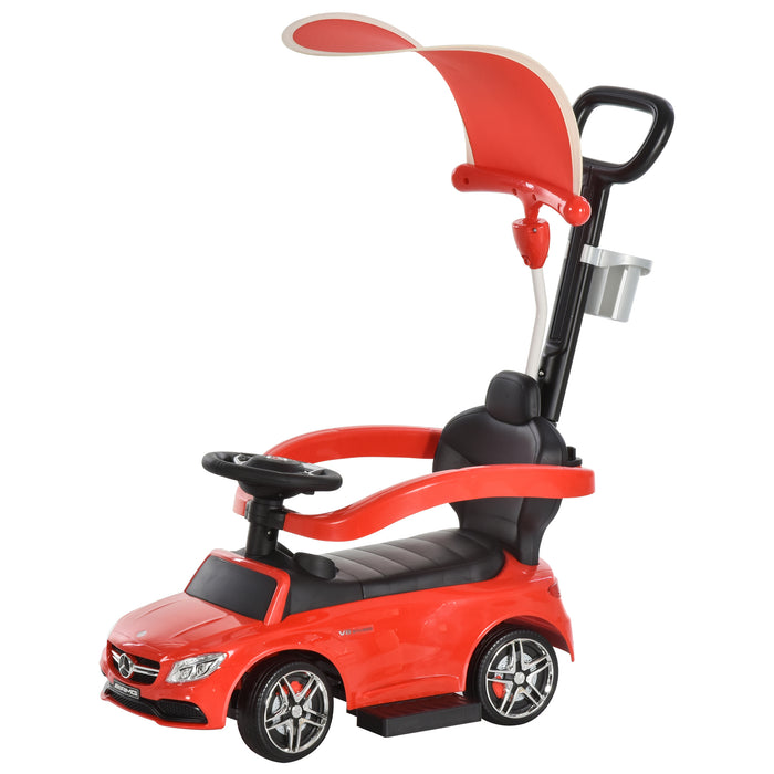 Mercedes Benz 3 in 1 Toddler Ride-On Vehicle - Stroller, Push Car, and Walker with Sun Canopy, Safety Features - For Active Play and Outdoor Adventures