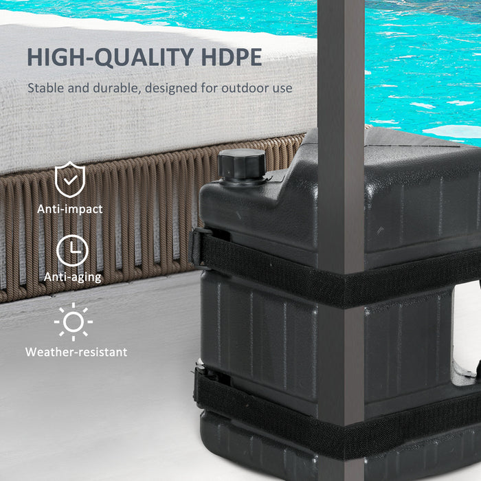 HDPE Gazebo Anchor Weights - Set of 4 Sand or Water Fillable Leg Stabilizers with Handles and Straps - Ideal for Outdoor Canopies and Event Tents Stability