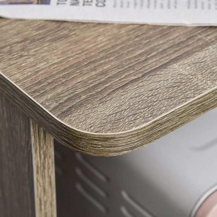 Utility Trolley Microwave Cart with Wheels - Ample Storage Sideboard, 2-Door Cabinet, and Bookshelf, 97x60.4x40.3 cm in Grey - Ideal for Kitchen Organization and Space Saving