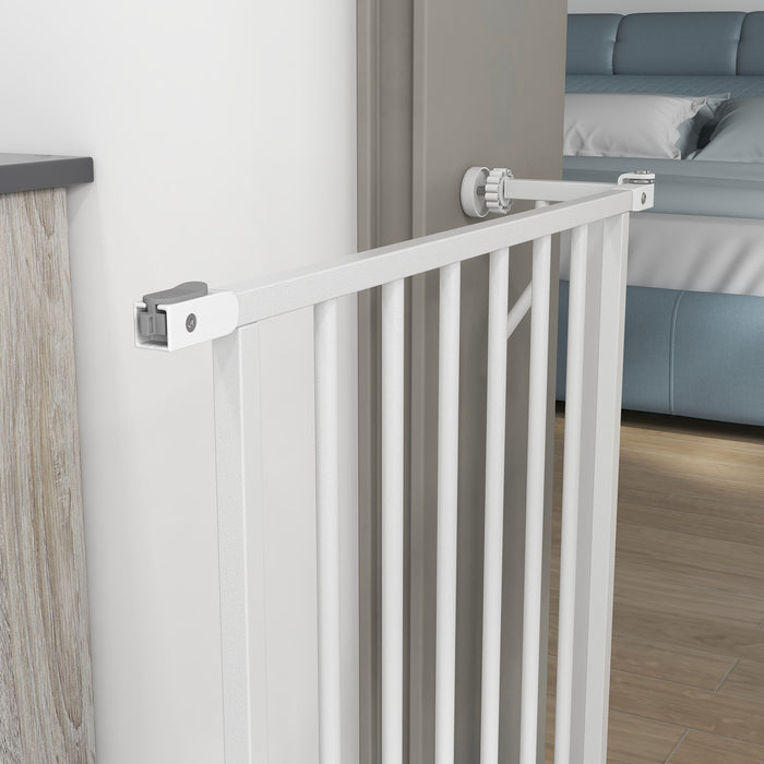 Extra Wide Pet Barrier with Walk-Through Door - Durable Pressure-Mount for Doorways, Hallways & Stairs - Ideal for Keeping Dogs Safe and Contained