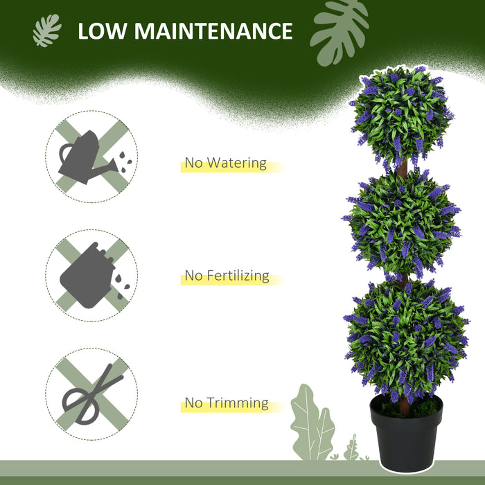 Artificial Lavender Ball Trees in Pots - Set of 2, 110cm Tall, Lifelike Indoor & Outdoor Decor Plants - Perfect for Home and Office Decoration