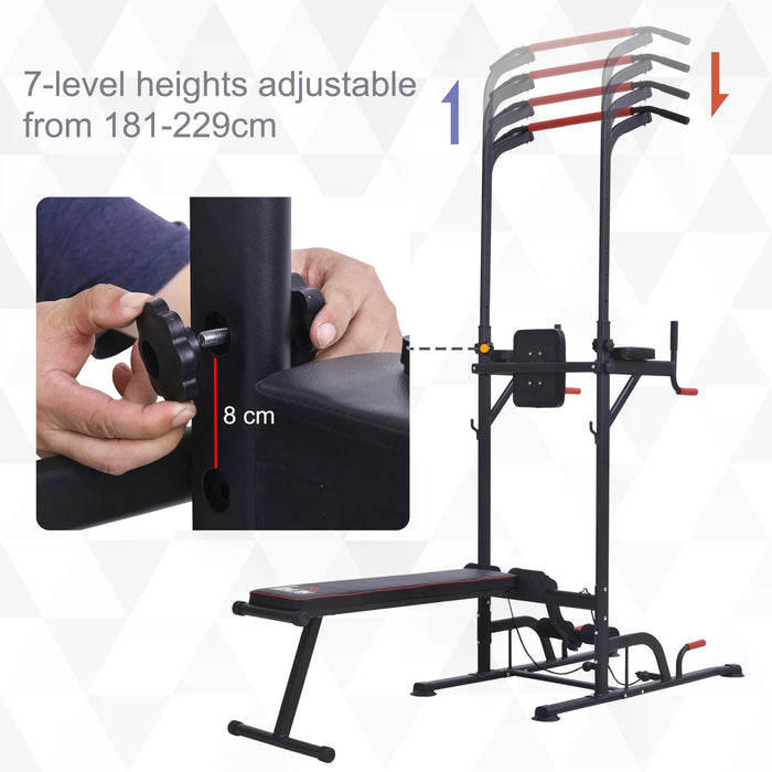 Steel Power Tower - Heavy-Duty Strength Training Station with Pull Up Bar - Ideal for Home Gym and Muscle Building
