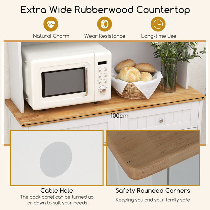 Double Tilt Out Trash Cabinet - Rubber Wood Countertop, Kitchen and Dining Room Furniture in White - Ideal for Space Saving and Organization