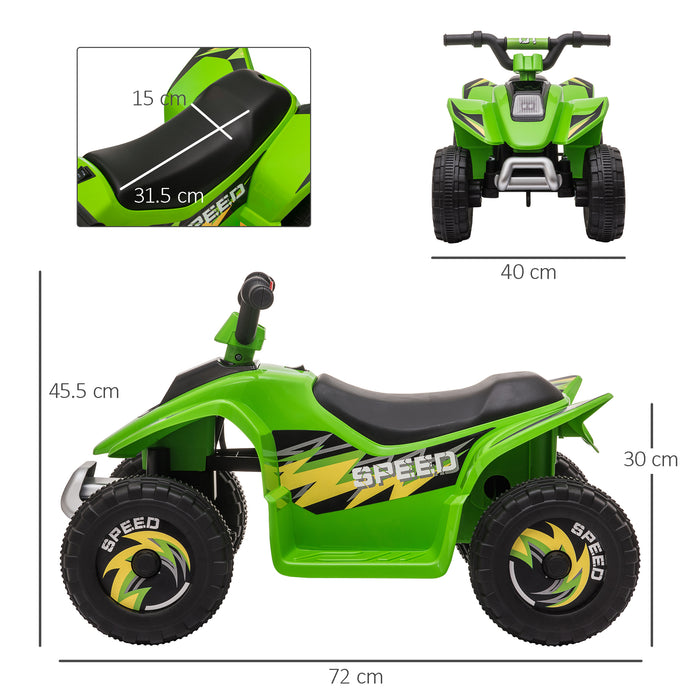 6V Ride-On Kids ATV Electric Toy Quad - Four-Wheel Drive with Forward and Reverse Functions - Ideal for Toddlers 18-36 Months, Vibrant Green Color