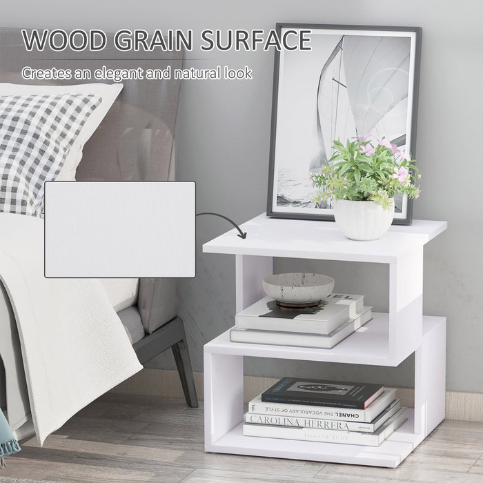 Modern Square 2-Tier Coffee Table - Wood Side Table with Storage Shelf - Elegant Living Room Organization