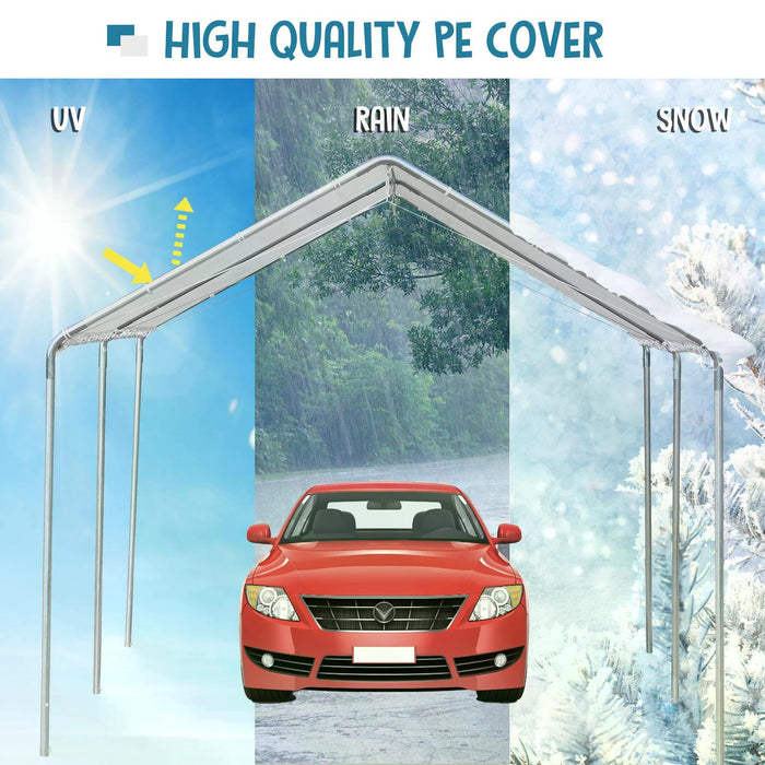 Heavy Duty 3x6m Galvanized Steel Carport - Outdoor Car Shelter with UV and Water Resistant Canopy - Durable Garage Tent for Vehicle Protection