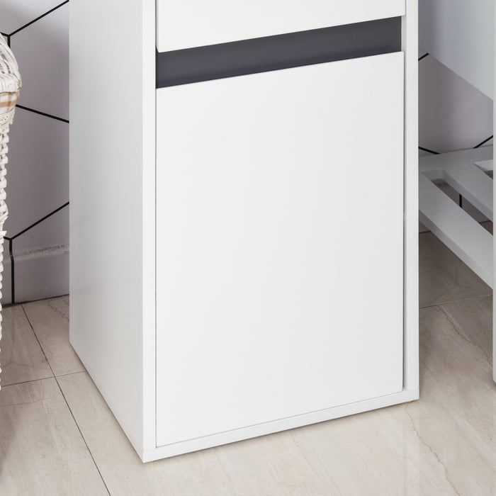 Minimalistic Bathroom Storage Solution - Freestanding Cabinet with Drawer, Cupboard & Adjustable Shelf - Sleek Organizer for Space Optimization in White