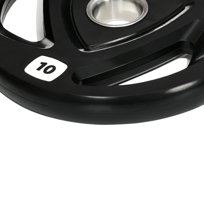 Tri-Grip Olympic Barbell Weight Plates - Rubber Coated 10kg Set with 2'' Holes for Lifting and Strength Training - Ideal for Home Gym Enthusiasts