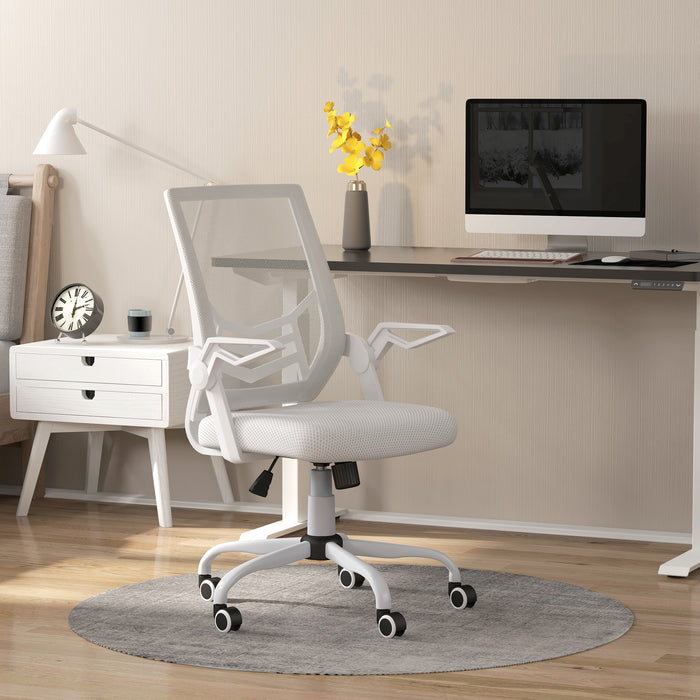 Ergonomic Mesh Office Chair with Flip-up Armrests - Lumbar Support & Swivel Wheels for Comfortable Seating - Ideal for Home Office & Desk Work