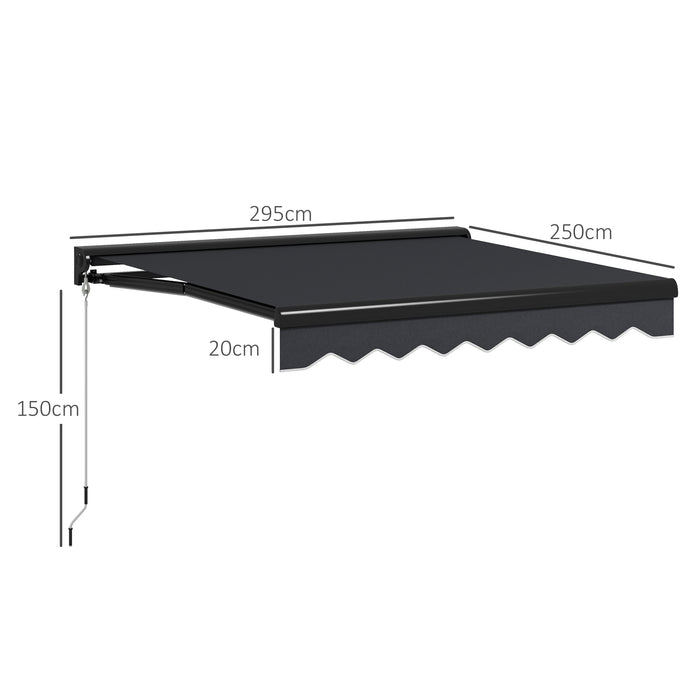 Electric Awning with LED Lighting - 3x2.5m Aluminium Frame, Retractable Sunshade for Patios and Windows - Outdoor Comfort for Home and Commercial Spaces