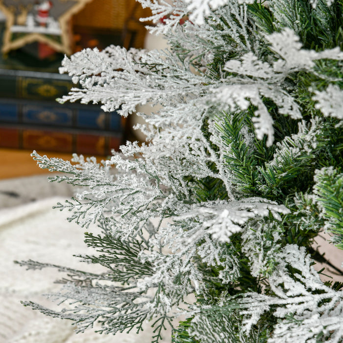Realistic Cypress Snow-Flocked Artificial Christmas Tree with Auto-Open Feature - Lush Green Holiday Decor with Easy Setup - Perfect for Festive Home Displays