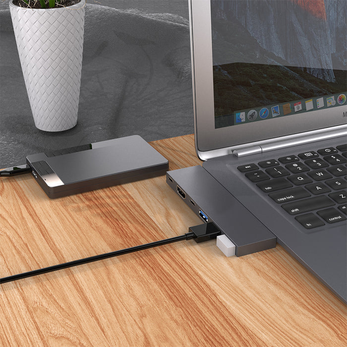 Type-C Docking Station - 6-in-1 USB-C Hub with 3x USB 3.0, PD 100W, 5Gbps, 4K/30Hz HDMI Multiport, Splitter Adapter - Ideal for PC and Laptop Users