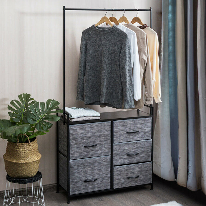 Fabric Storage Organiser Featuring Clothes Rack and Drawers - Ideal Storage Solution for Organising Wardrobe
